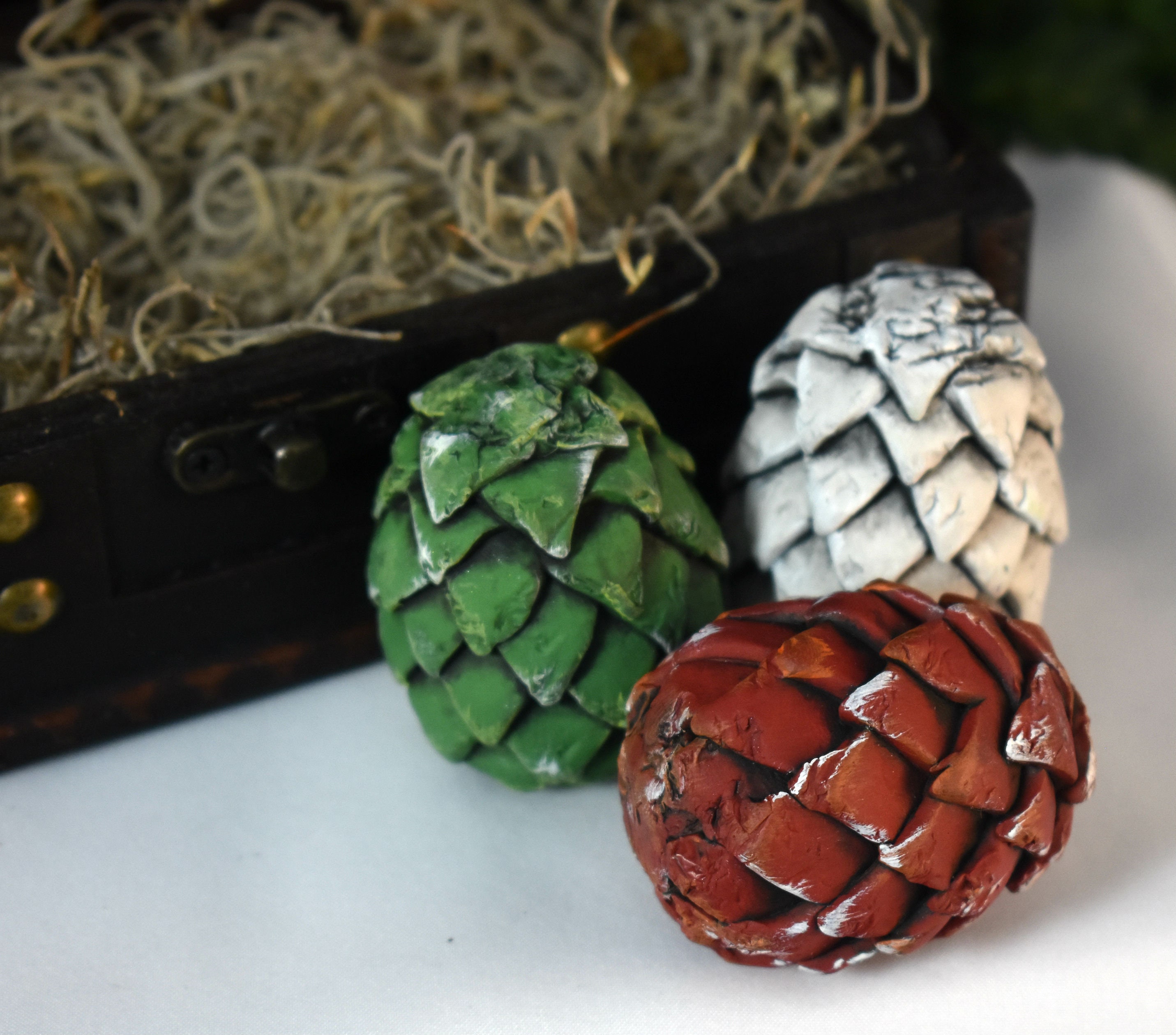 Polymer Clay Mini Dragon Eggs in Brown Chest Dragon Eggs Dragon Egg Set