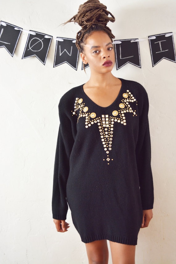 Vintage Oversized 80's Embellished Sweater