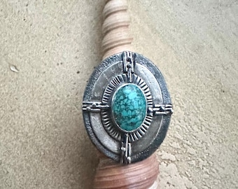 Layers of Sky Turquoise and Sterling Silver Ring