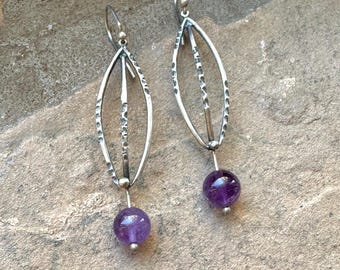 Autumn Asters Sterling Silver and Amethyst Earrings
