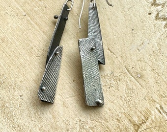 Planes and Angles Geometric Sterling Silver Earrings