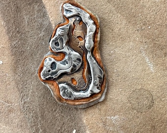 Ponderosa Mixed Metal and Lotka Paper Brooch