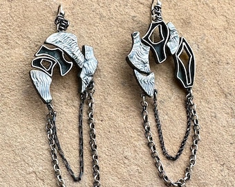 Gathering Recycled and Reticulated Sterling Silver Hollow Form Earrings