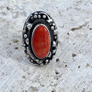 Of the Sea Sterling Silver and Spiny Oyster Shell Statement Ring