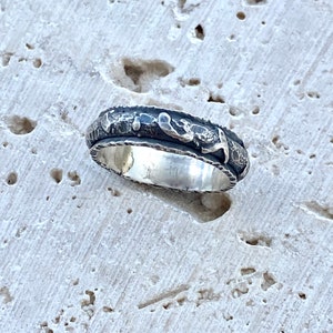 Stony Fused Texture Sterling Silver Band
