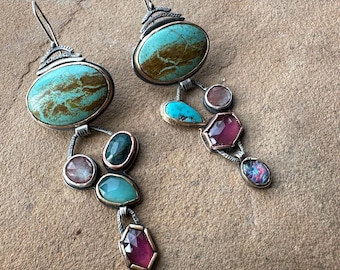 Joy Mixed Metal and Multiple Stone Statement Earrings