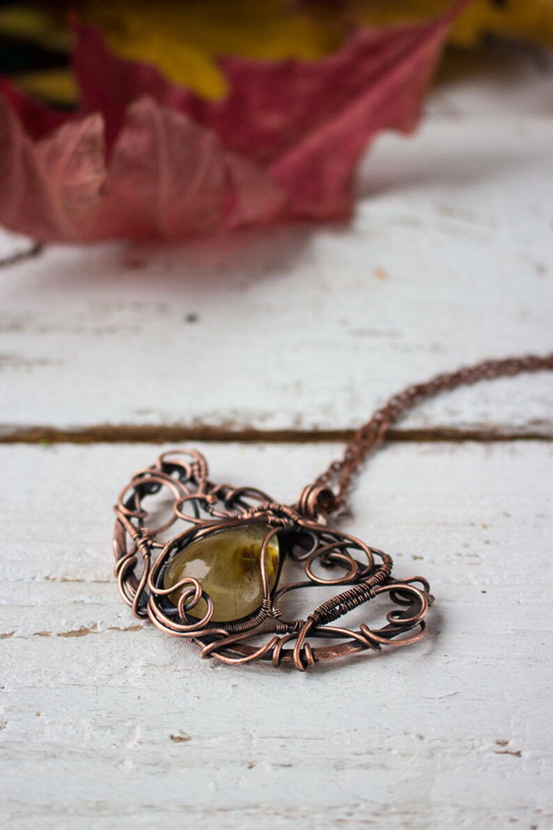 Wire wrap jewelry Elven pendant Victirian necklace Designer Etsy