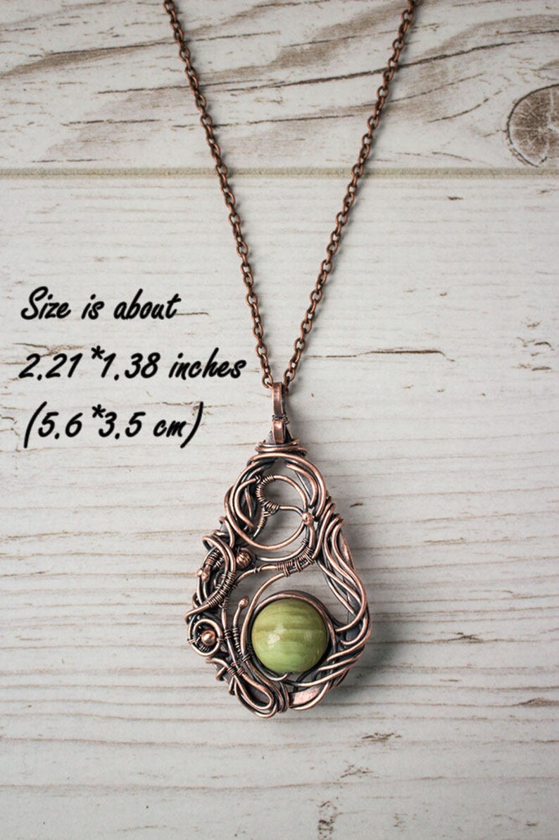 Wire and bead jewelry Wire wrapped pendant with green onyx Etsy
