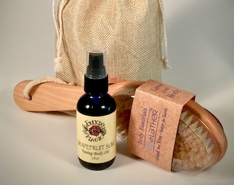 Grapefruit Slim Gift Set | Toning Body Oil + Dry Skin Brush | Viking Beauty Gift Set
