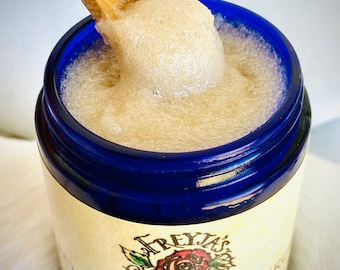 Facial Scrub | Lemongrass Foaming Sugar Scrub | Exfoliate Foaming Cleanser For Face and Body | Deep Cleansing, Smoothing, Refreshing