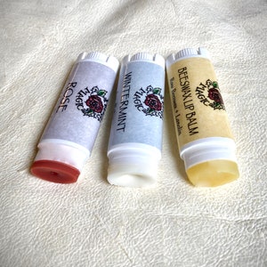 Lip Balm Set | Rose, Wintermint & Beeswax Lip Balms | Organic Lip Balm Gift Set | Viking Lip Balms | Tinted, SPF, Unscented