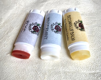Lip Balm Set | Rose, Wintermint & Beeswax Lip Balms | Organic Lip Balm Gift Set | Viking Lip Balms | Tinted, SPF, Unscented