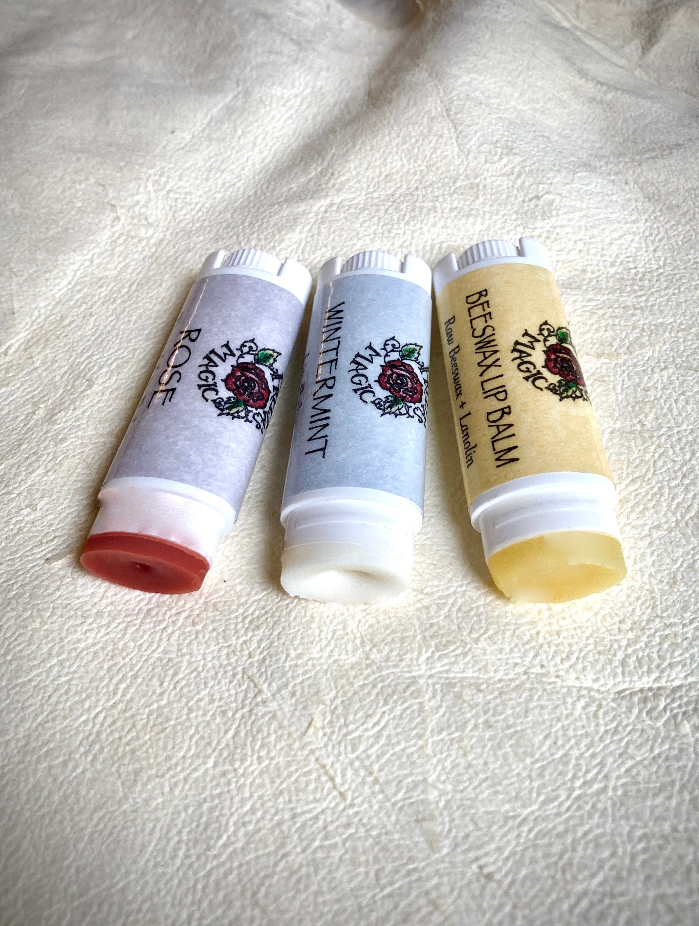 Tinted Lip Balm Collection of 4 Lip Tints Raw Honey and Beeswax Lip Balm 