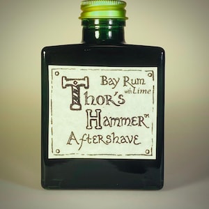 Lime Bay Rum Aftershave Limited Edition with Orifice Reducer | Thor&#39;s Hammer Lime Bay Rum | Viking Aftershave | 5 oz