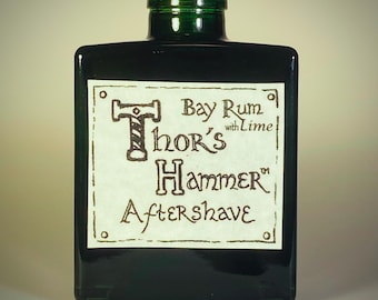 Lime Bay Rum Aftershave Limited Edition with Orifice Reducer | Thor's Hammer Lime Bay Rum | Viking Aftershave | 5 oz