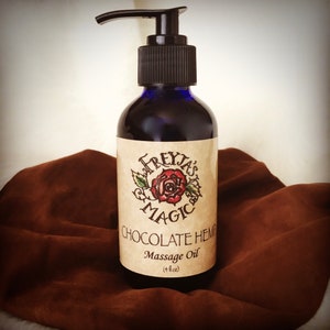 Chocolate Hemp Massage & Body Oil | Silky, Sensual, Romantic | Couples Massage Oil, Bath and Body Oil, Freyja&#39;s Magic Oil