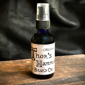 Thor&#39;s Hammer Beard Oil | Original Scent | Modern Viking All Natural &quot;Axe&quot; Beard Oil, Fresh, Smooth, Sweet, Spicy, Resinous | Montana Viking