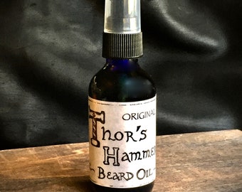 Thor's Hammer Beard Oil | Original Scent | Modern Viking All Natural "Axe" Beard Oil, Fresh, Smooth, Sweet, Spicy, Resinous | Montana Viking