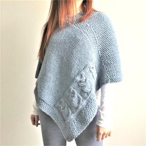 Knitting Pattern, Poncho Child & Adult, Owls Chunky Wrap, Fun Outdoor Diy Coat, (English PDF)