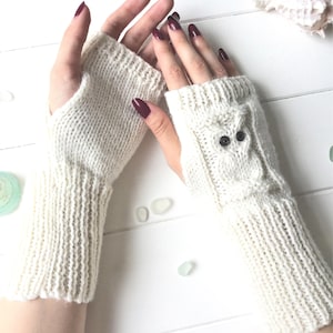 Gloves Knitting Pattern, Adult & Child Easy Cable Knit Instructions, Bird Lover Fingerless Mittens Tutorial, Owl Summer Mitts (English)