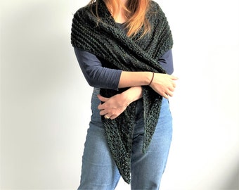 KNITTING PATTERN, 'Moonlit Sea Shawl Scarf', adult, ladies shawl knit flat, handmade top, easy beginner diy wrap, English