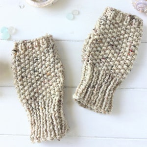 KNITTING PATTERN, 'Pebbles Fingerless Gloves', adult child toddler, easy mittens knitted flat, fingerless beginner mitts, English image 5