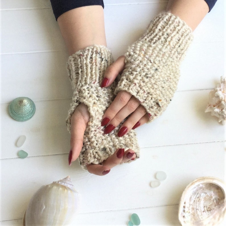 KNITTING PATTERN, 'Pebbles Fingerless Gloves', adult child toddler, easy mittens knitted flat, fingerless beginner mitts, English image 1