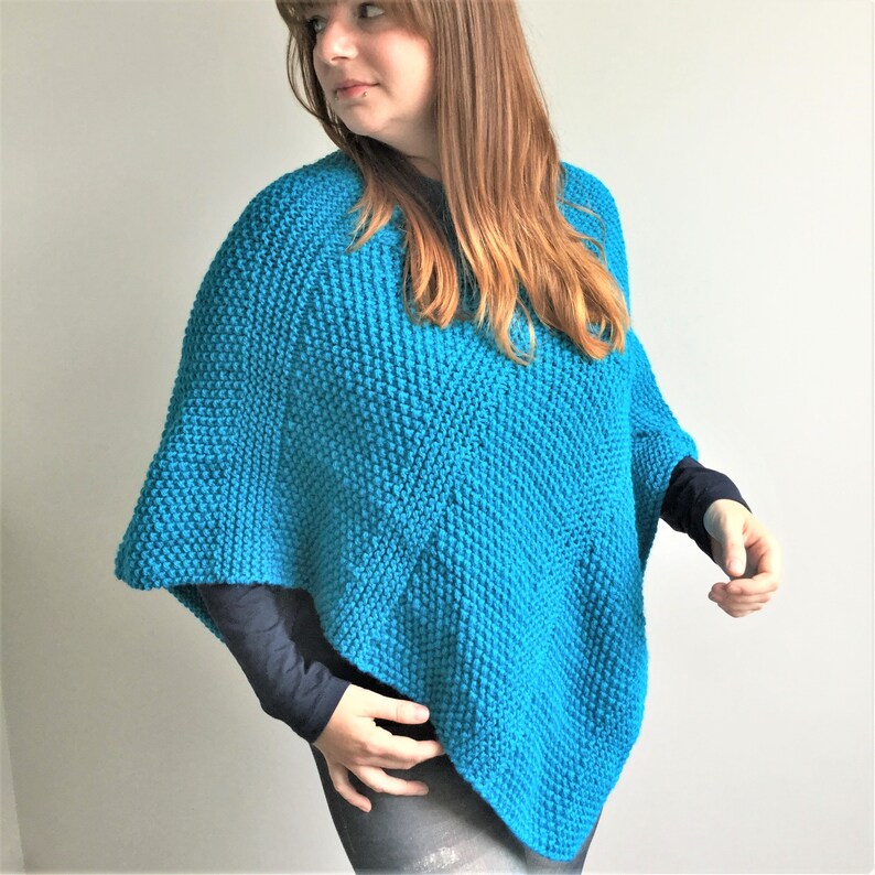 Knitting pattern / poncho adult / chunky bulky / easy to Etsy