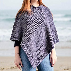 Poncho Knitting Pattern, Adult Ladies Easy Beginner Design, Ladies Warm Walking Gear DIY Instructions, How to Knit, Autumn Poncho (English)