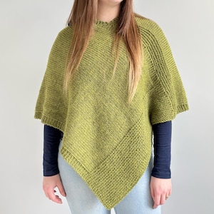 Padrão de tricô para poncho, instruções simples e fáceis para blusa adulta, xale feminino rápido para iniciantes, poncho de tricô feminino, poncho de primavera (em inglês)