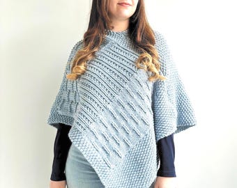 Modello per poncho a maglia: Top grosso per adulti, Sciarpa facile per principianti, Poncho a bruco (PDF in inglese)