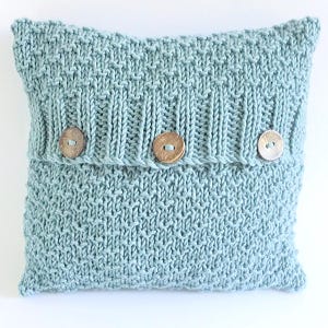 KNITTING PATTERN cushion, easy pillow cover, knit flat handmade design, new home gift, English, &#39;Little Ripples Cushion Cover&#39;