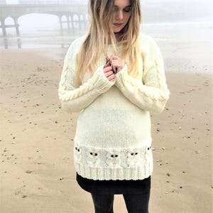 Knitting Pattern, Parliament of Owls Jumper, Adult Chunky Knit Sweater, (English PDF)