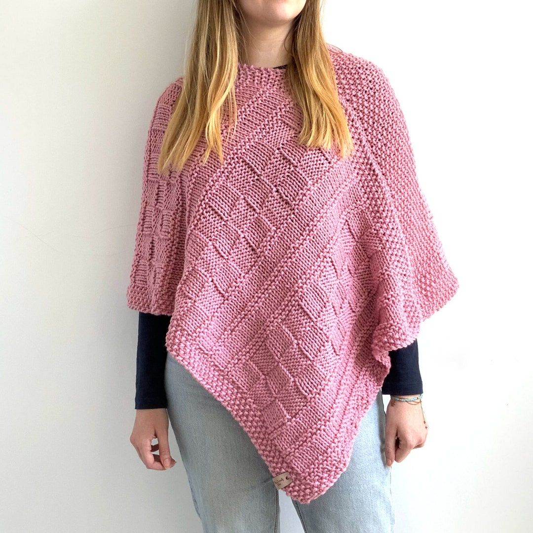 KNITTING PATTERN, ava Poncho, Adult Knitted Coat, Easy Ladies Top Knit