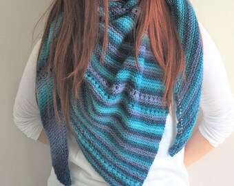 KNITTING PATTERN, 'Sapphire Shawl Scarf', adult, ladies scarf knit flat, handmade wrap, easy beginner diy top, English