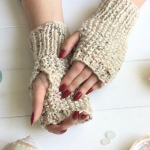 KNITTING PATTERN, 'Pebbles Fingerless Gloves', adult child toddler, easy mittens knitted flat, fingerless beginner mitts, English image 2