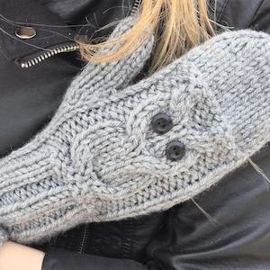 KNITTING PATTERN gloves, adult child toddler, easy mittens knitted flat, family gloves, handmade gift idea for her him, English, &#39;Owl Mitts&#39;