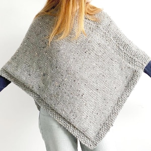 Poncho Knitting Pattern, Adult Beginner Shawl Design, Ladies Easy Wrap Tutorial, Handmade Knitted Coat Instructions, Peace Poncho (English)