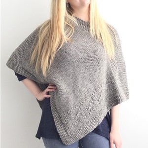 KNITTING PATTERN, ‘Jules Poncho’, adult and large adult, easy ladies top knit flat, cosy diy shawl, winter walking coat, English
