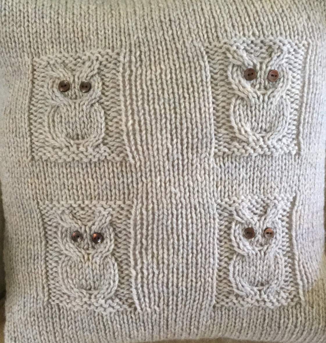 PATTERN 4 Owls cushion cover envelope opening chunky/bulky Etsy