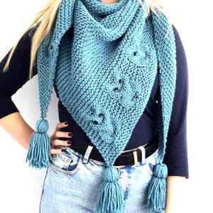 Shawl Knitting Pattern, Adult & Child Chunky Owl Scarf Instructions, Ladies + Kids Knitted Wrap Easy Cables Tutorial, Owlie Shawl (English)