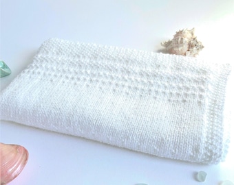 KNITTING PATTERN blanket, easy cot cover knit flat, knitted home decor, basic sofa bed diy throw, English, ‘Ripples Baby Blanket Throw’