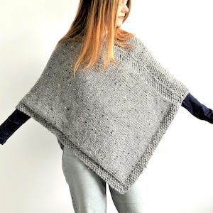 Knitting Pattern, Peace Poncho, Adult Beginner Shawl, Ladies Easy Wrap, (English PDF)
