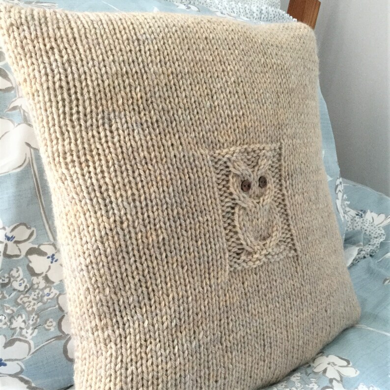 Knitting Pattern 'solitary Owl Cushion Cover' Knit Etsy