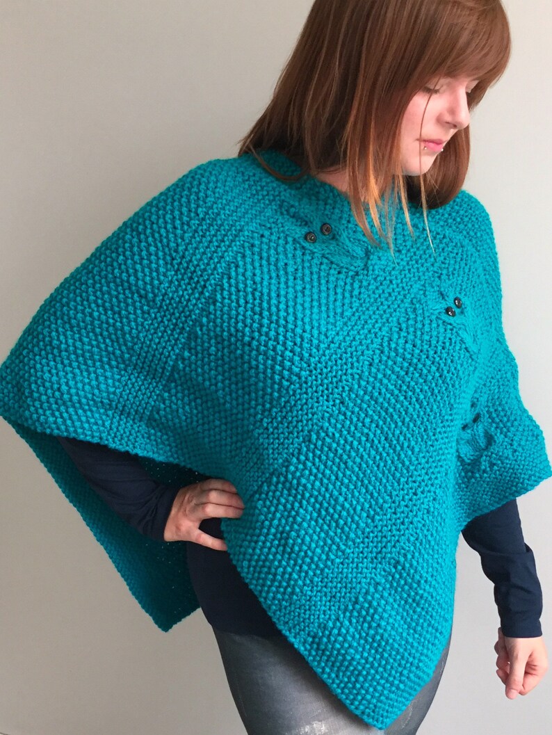 Knitting pattern / poncho adult / chunky bulky / easy to Etsy