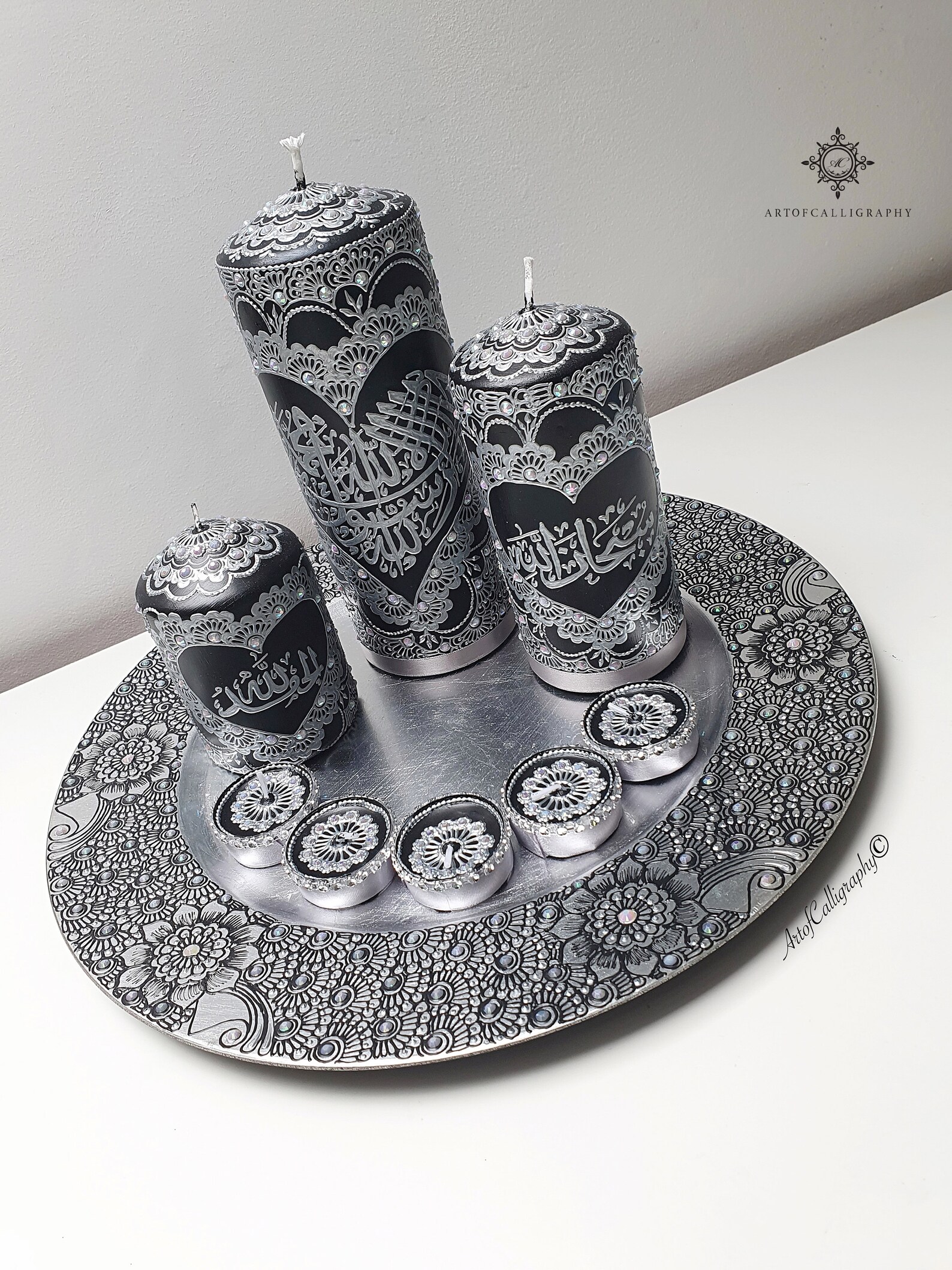 Islamic candles Islamic candles art henna candles Shahada Etsy
