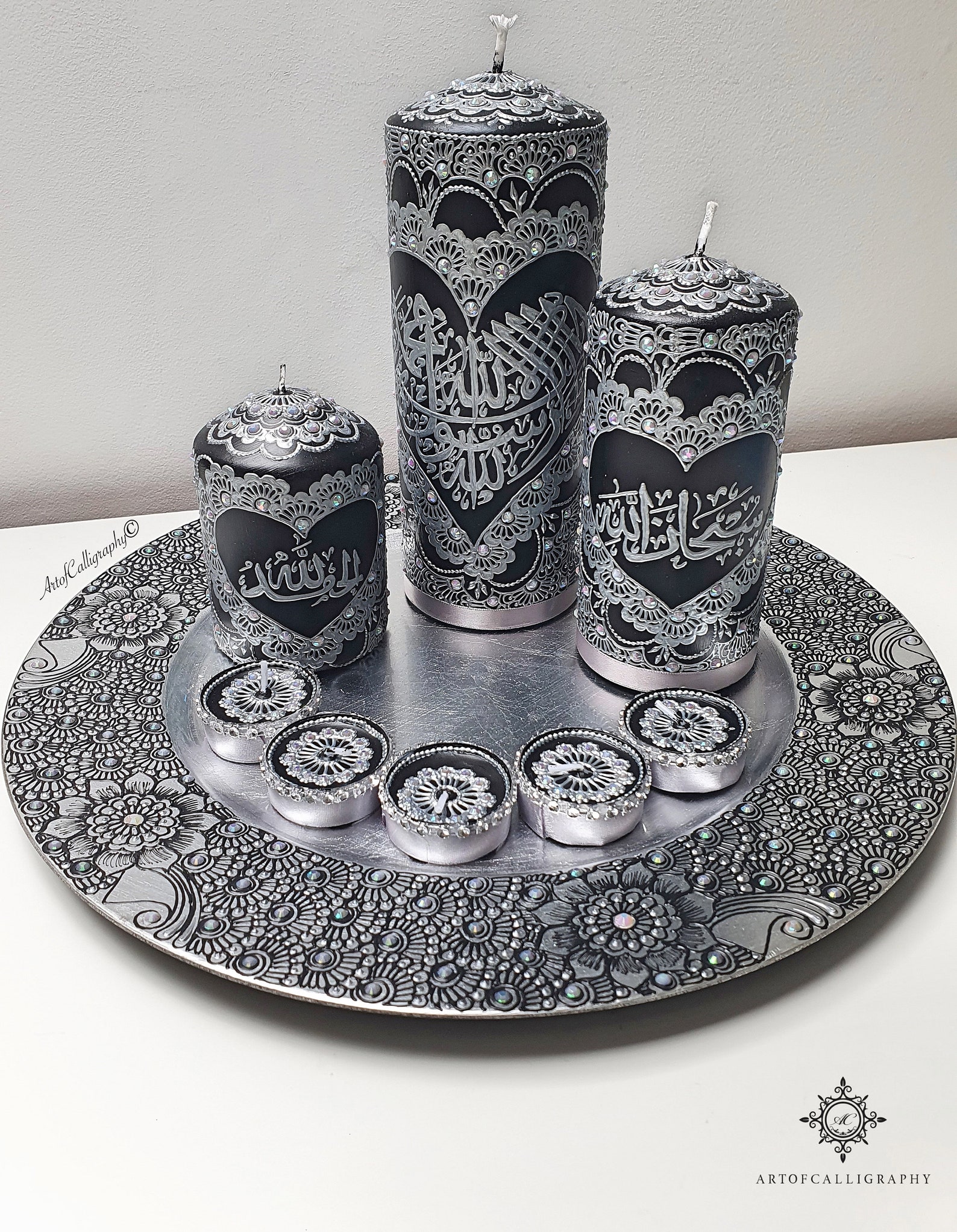 Islamic candles Islamic candles art henna candles Shahada Etsy