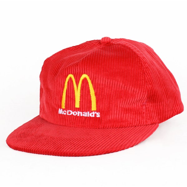 Vintage McDonalds Corduroy Snapback Hat Cap Red NEW