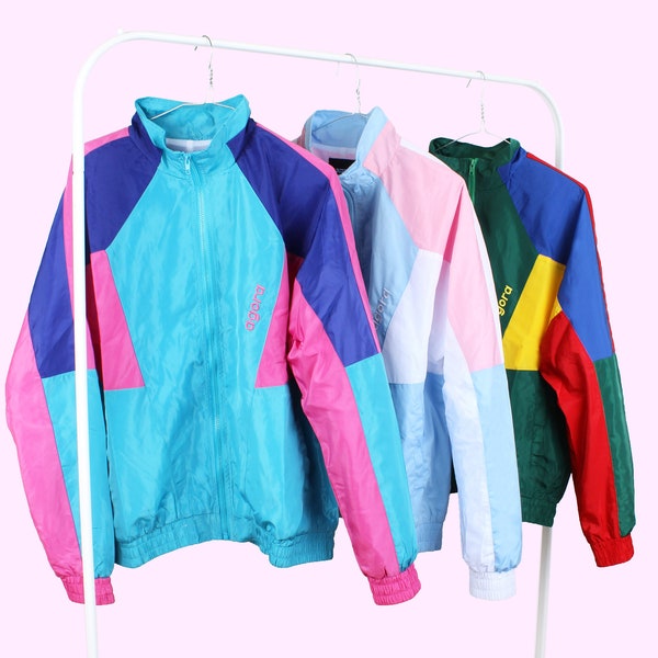 Vanquish Windbreaker Jacke Retro 80er 90er Neon Pastell