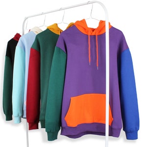 Color Block Hoodie Retro 80er 90er Jahre